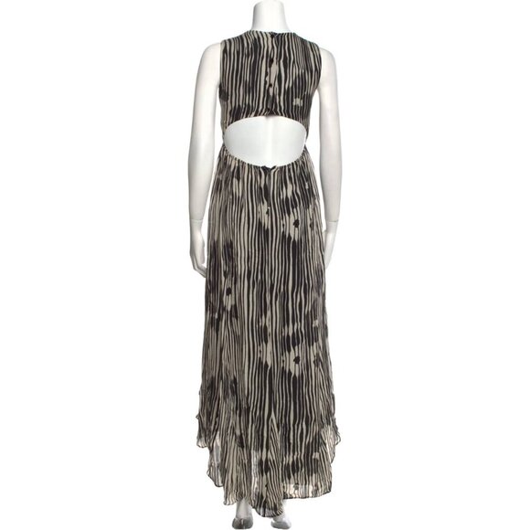 Alice + Olivia Lexa V Neck Ruched Silk Long Maxi Cutout Dress 0 #7993 - Picture 6 of 9